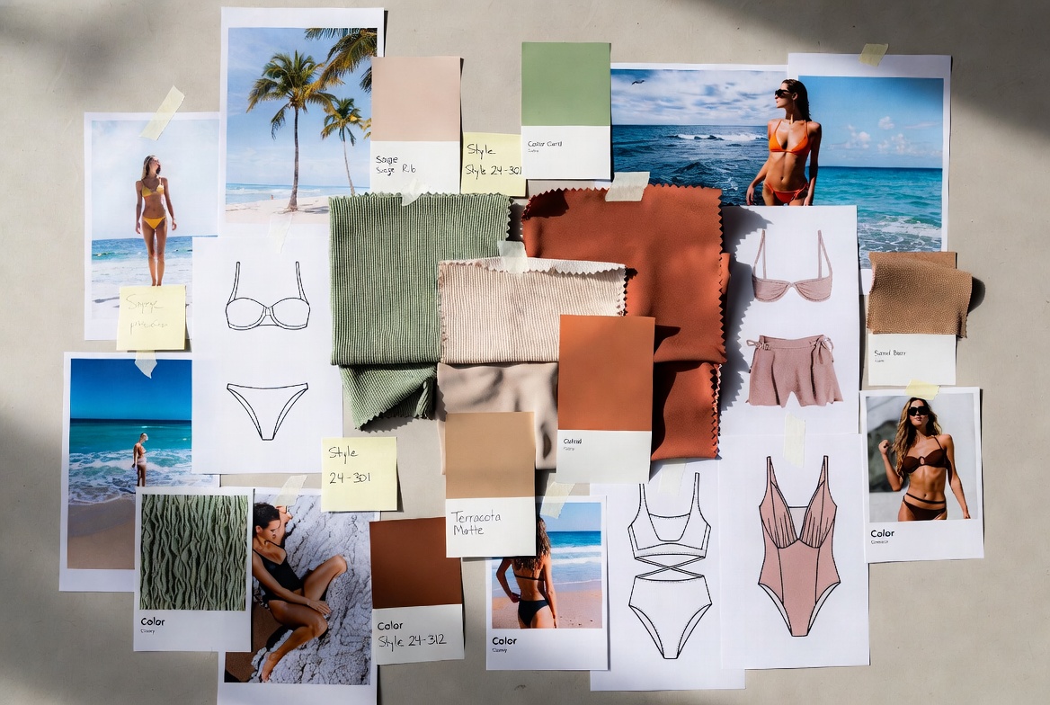 Swimwear Collection Planning With Swatches Swimwear Collection Planning With Swatches