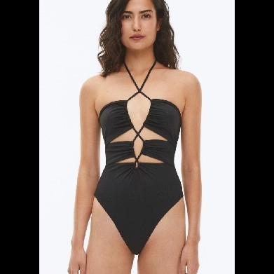 Sexy Solid High Cut One Piece Swimsuit