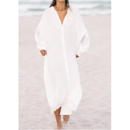White Beach Cover Up Shirt