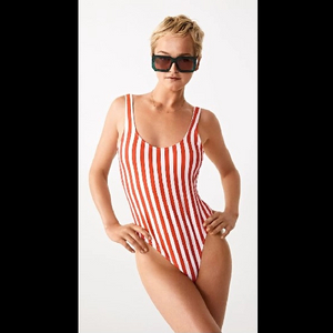Striped One Piece Swimsuit