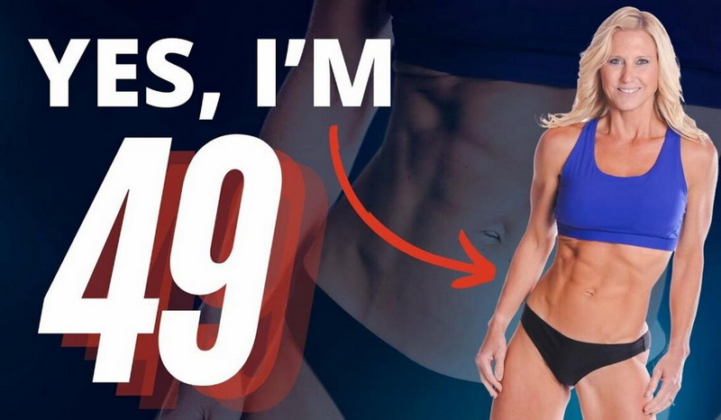 Get Abs After 40 Woman in Gold Bikini 1