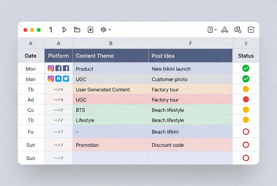 Weekly Swimwear Content Calendar Template