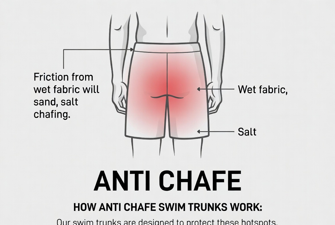Swim Trunk Chafing Hotspots Diagram