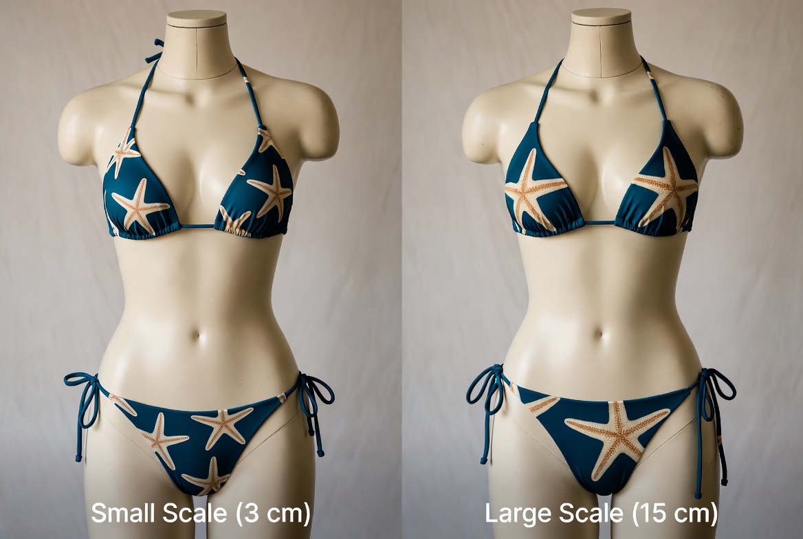 Print Scale Comparison On Swimwear
