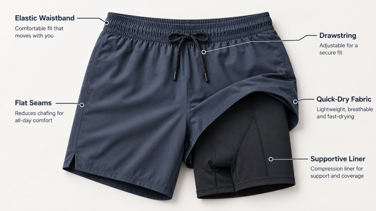 Compression Lined Swim Shorts Detail