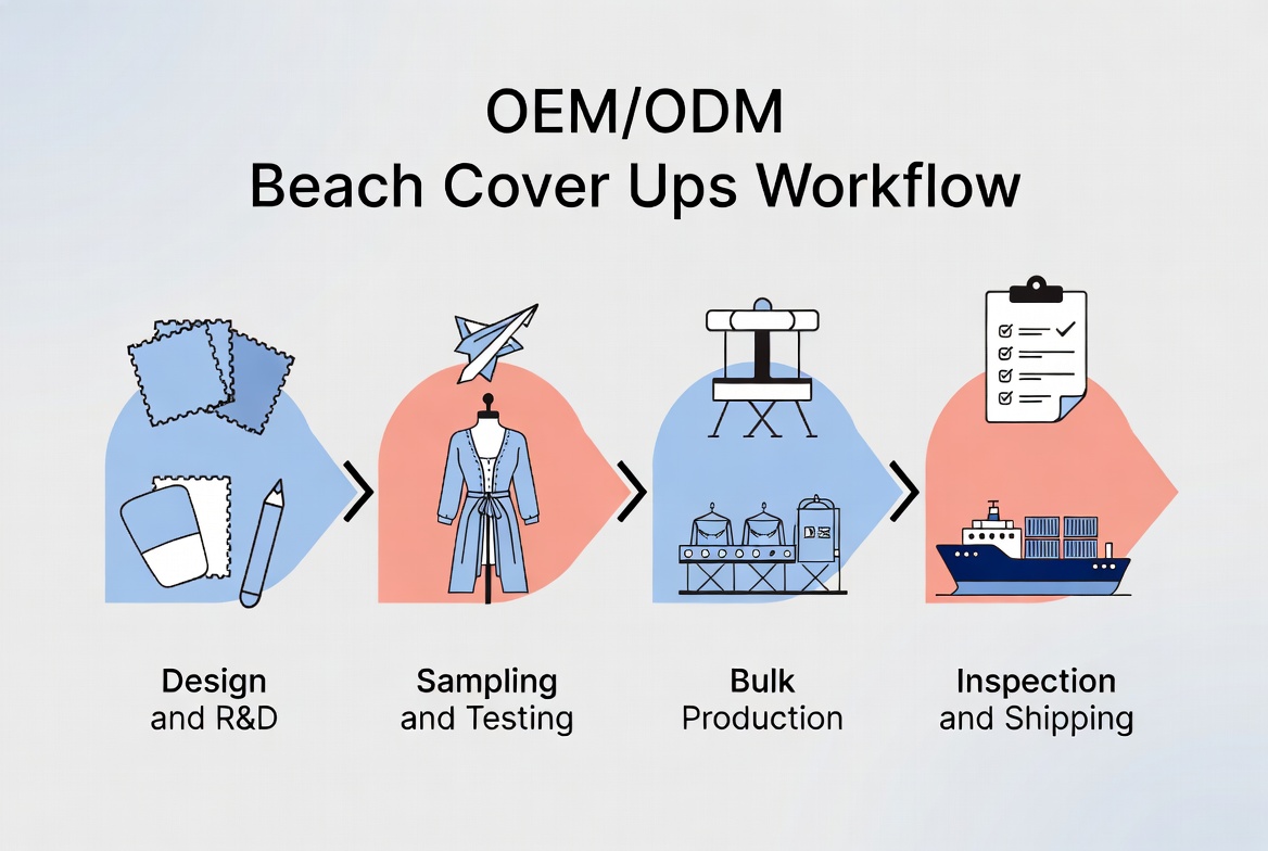 OEM ODM Workflow For Ladies Beach Cover Ups